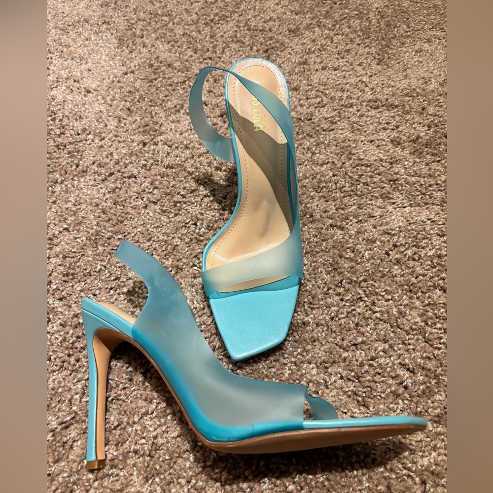 Light blue strappy heels